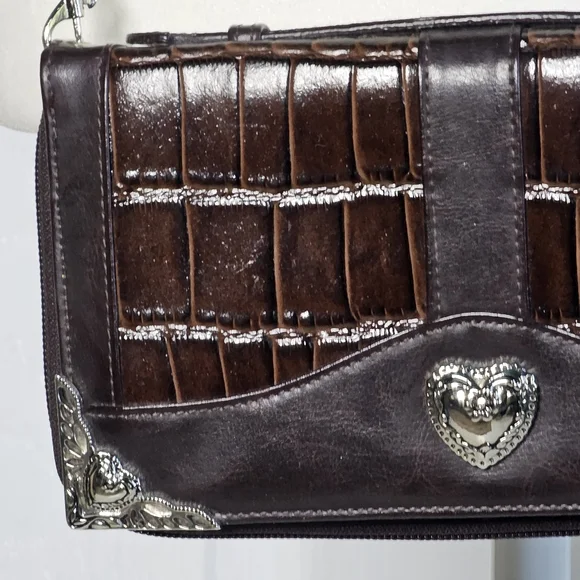 Elegant Brown Leather Women's Purse Clutch Organizer - Picture 2 of 16